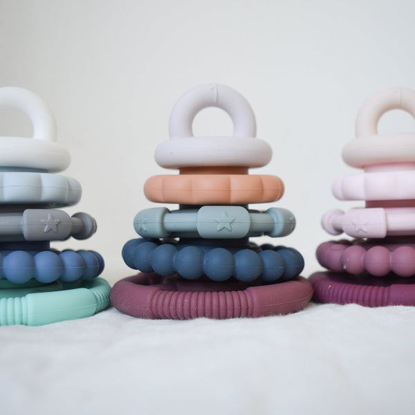 *Clearance AS-IS* Jellystone Rainbow Stacker and Teether Toy - DUSTY ROSE