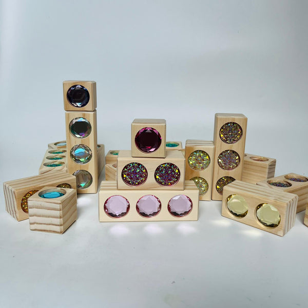 Large 2-sided Pastel & Sparkle Gems Block Set