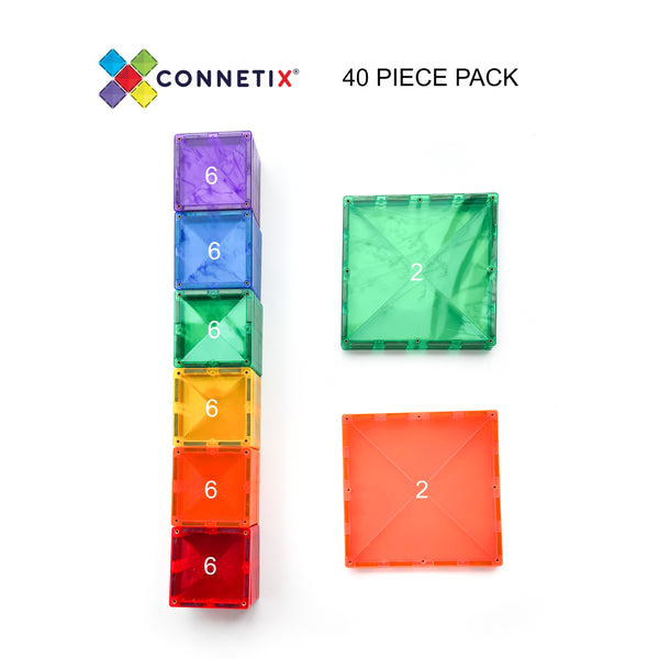 Connetix 40 Piece Rainbow Expansion Pack *All Squares only, super useful!*
