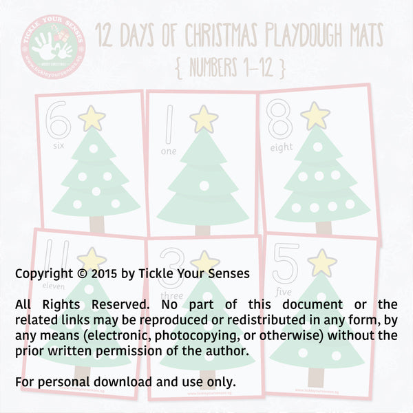 12 Days of Christmas Playdough Mat Printable