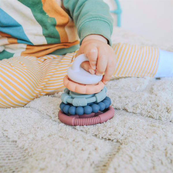 Jellystone Rainbow Stacker and Teether Toy - DUSTY ROSE