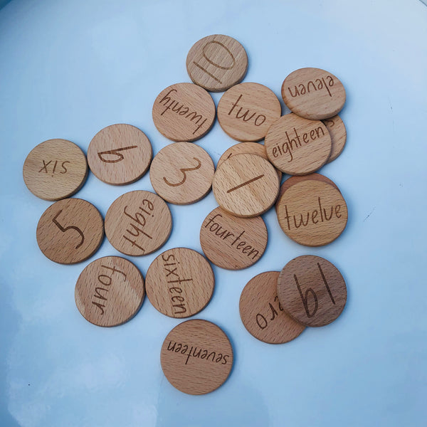Wood Discs Letters & Numbers (from Australia)