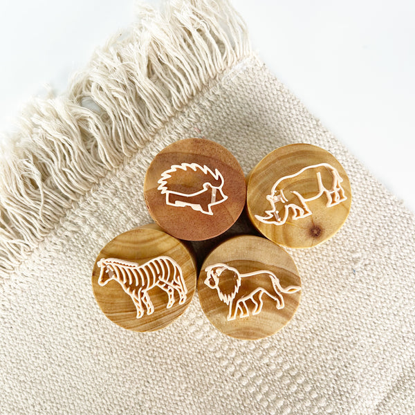 Jungle Animals Wooden Stamps Playdough Kit 1
