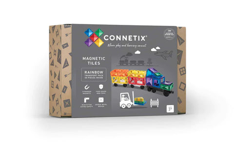Connetix 50 Piece Rainbow Transport Pack *Build cars, trains, trucks*