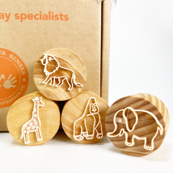 Jungle Animals Wooden Stamps Playdough Kit 2