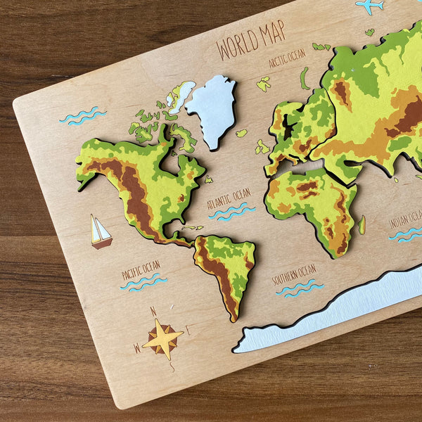 Tromigou World Map Puzzle (Handpainted)