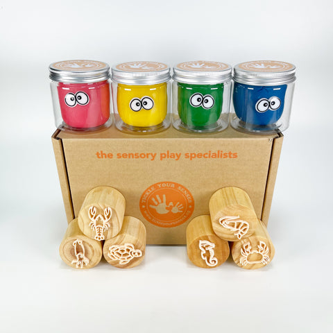 Sea Creatures Wooden Stamps Playdough Kit 3