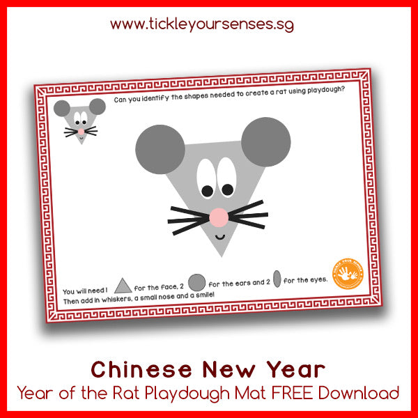 Chinese New Year Rat Playdough Mat Printable