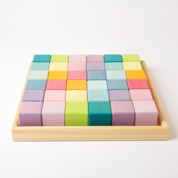 Grimms Square 36 Rainbow Cubes (Pastel)  *in stock*