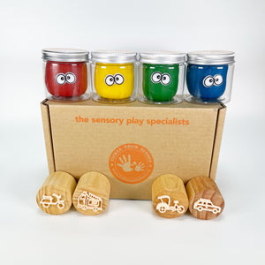 Vehicles Wooden Stamps Playdough Kit 1
