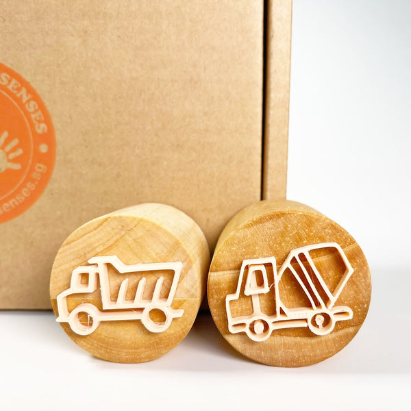 Vehicles Wooden Stamps Playdough Kit 2